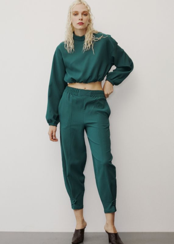 Crop - Baggy Pants with Elastic Waist