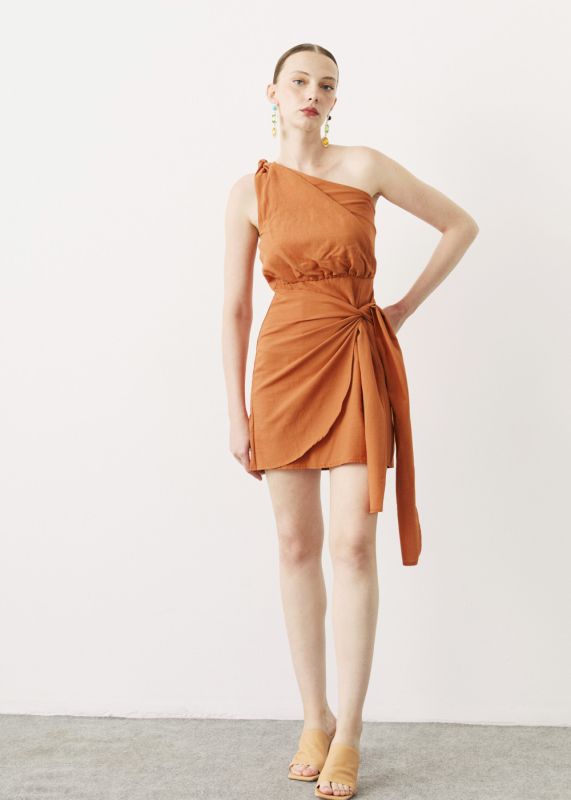 KNOTTED ONE SHOULDER DRESS