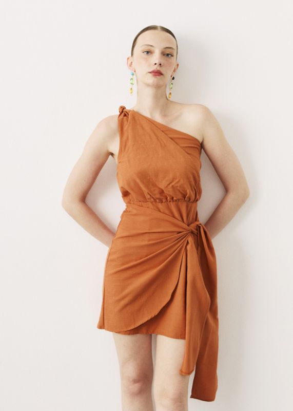 KNOTTED ONE SHOULDER DRESS