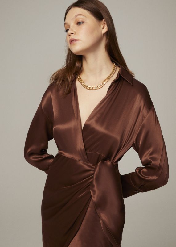 Satin Shirt Dress