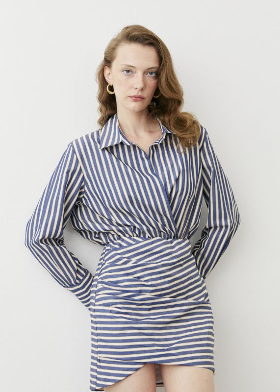 Shirt-Shaped Striped Dress