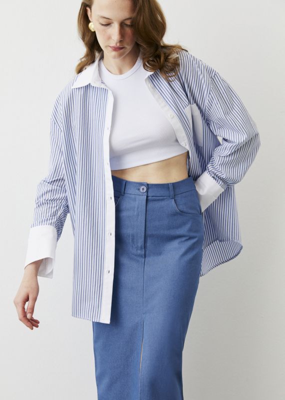 OVERSIZED STRIPED POPLIN SHIRT