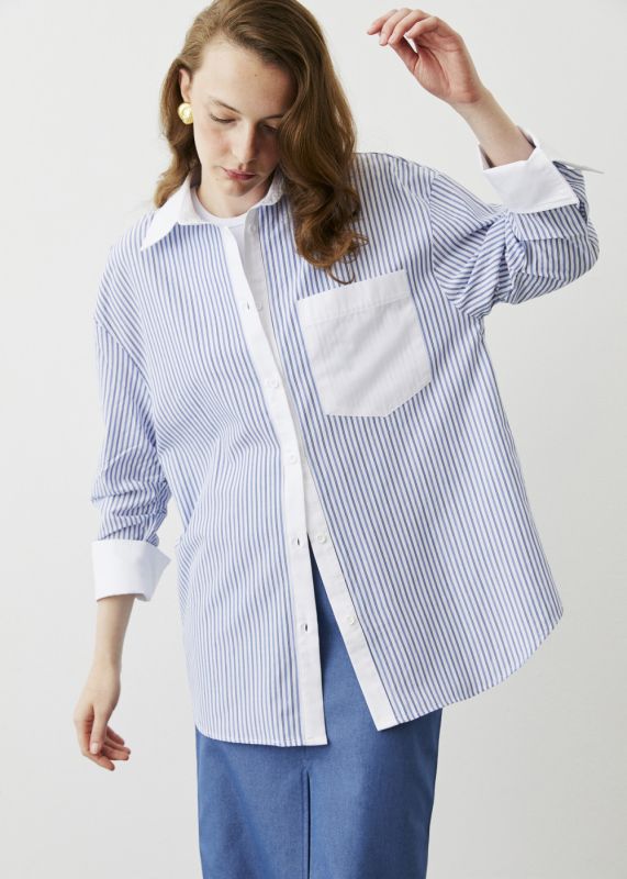 OVERSIZED STRIPED POPLIN SHIRT