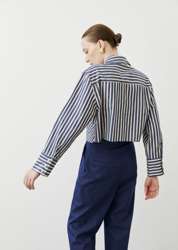 SHORT STRIPED POPLIN SHIRT