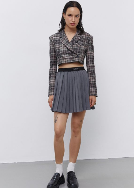 Plaid Crop Blazer Jacket