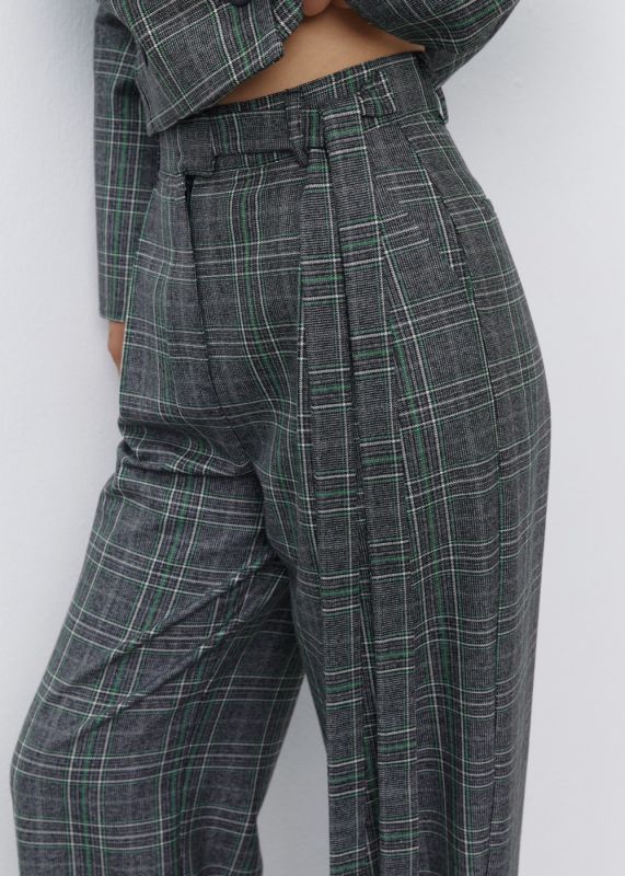 Plaid Crop Blazer - Plaid Palazzo Pants