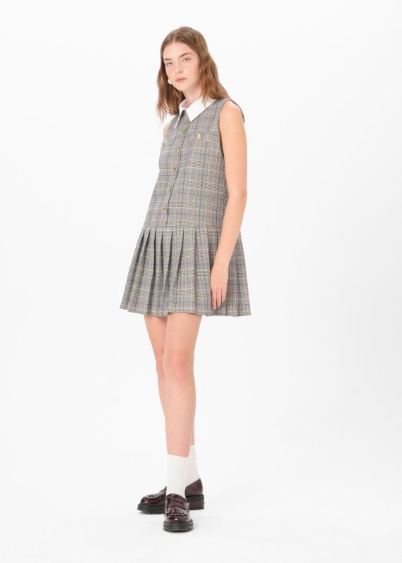 PLAID PLEATED DRESS