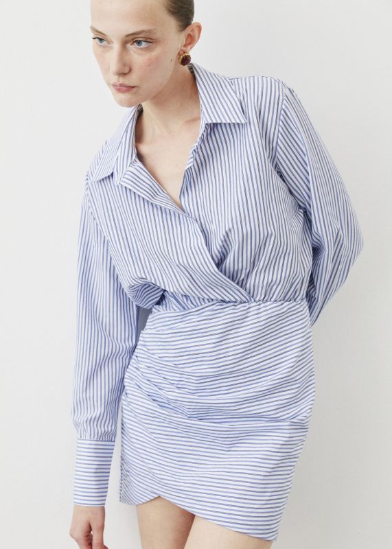 Shirt-Shaped Striped Dress