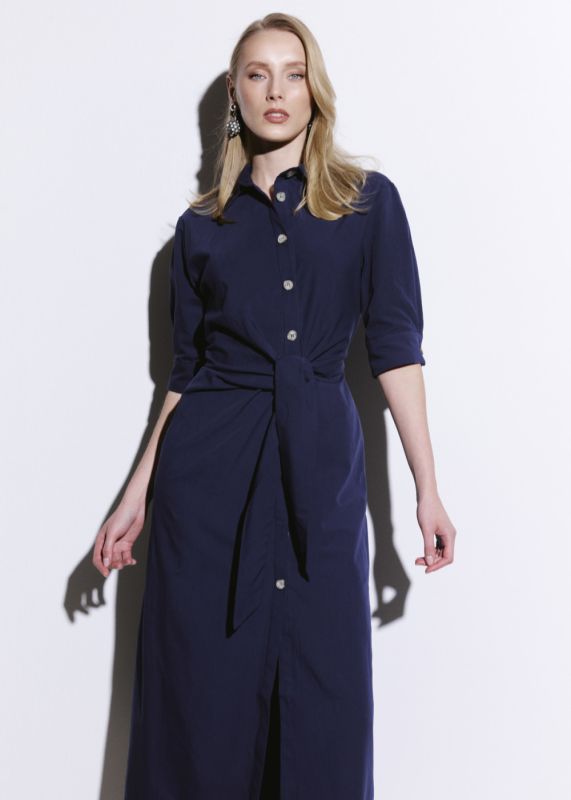 Midi Shirt Dress with Tie Front