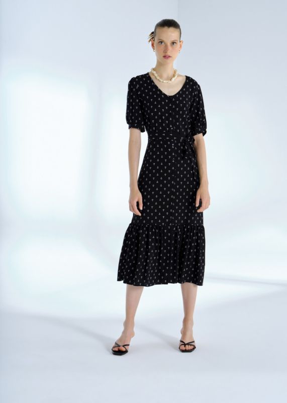 Anchor Patterned Midi Length Dress