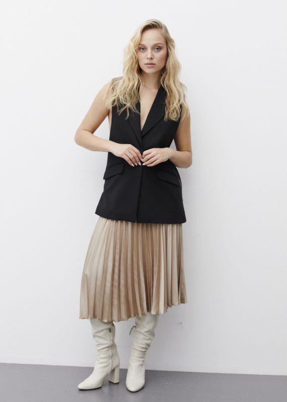 Pleated Mid Length Skirt