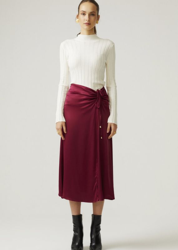 Shirred Satin Skirt