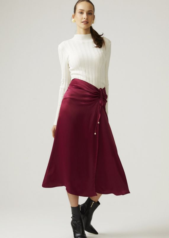 Shirred Satin Skirt