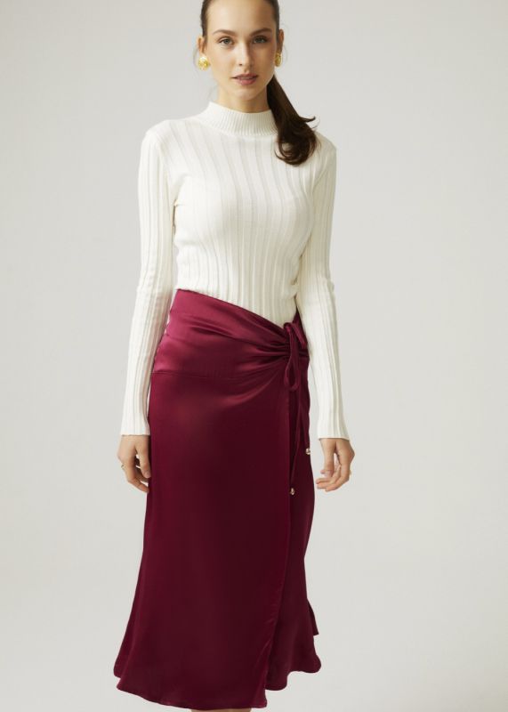 Shirred Satin Skirt