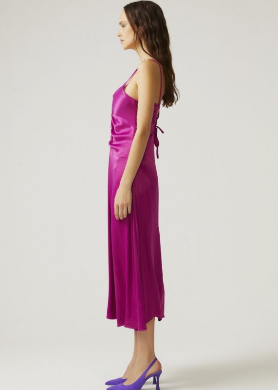 Shirred Satin Dress