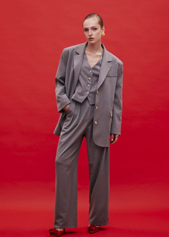 Oversize Blazer Jacket - Masculine Vest - Plazzo Pants