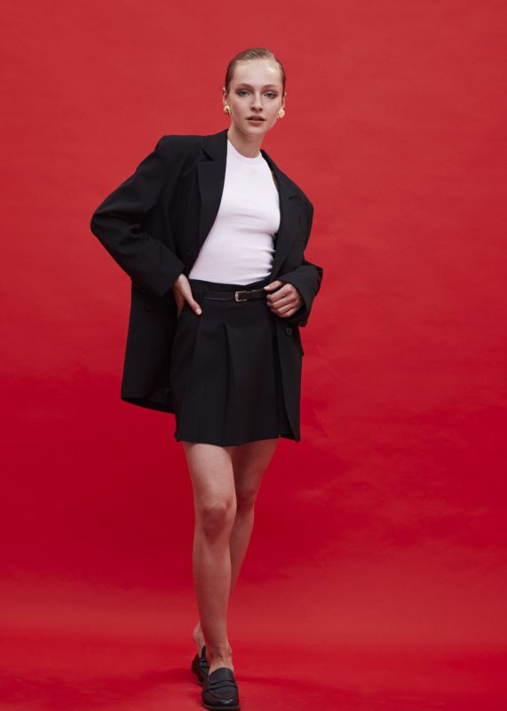 Oversize Jacket - Pleated Mini Skirt