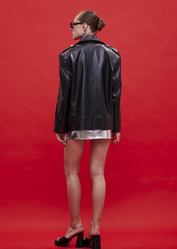 Faux Leather Oversize Jacket