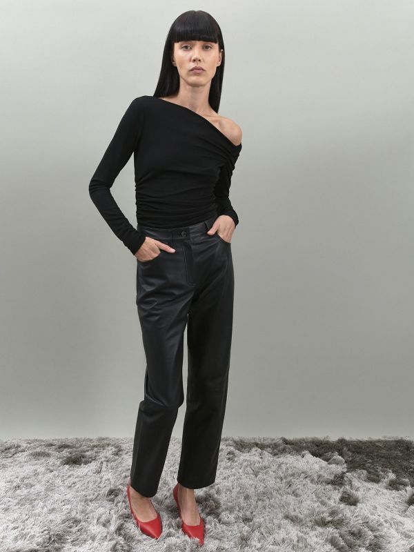 Straight leather pants 903150202-167