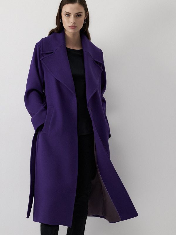 Wool coat with belt 418430051-154